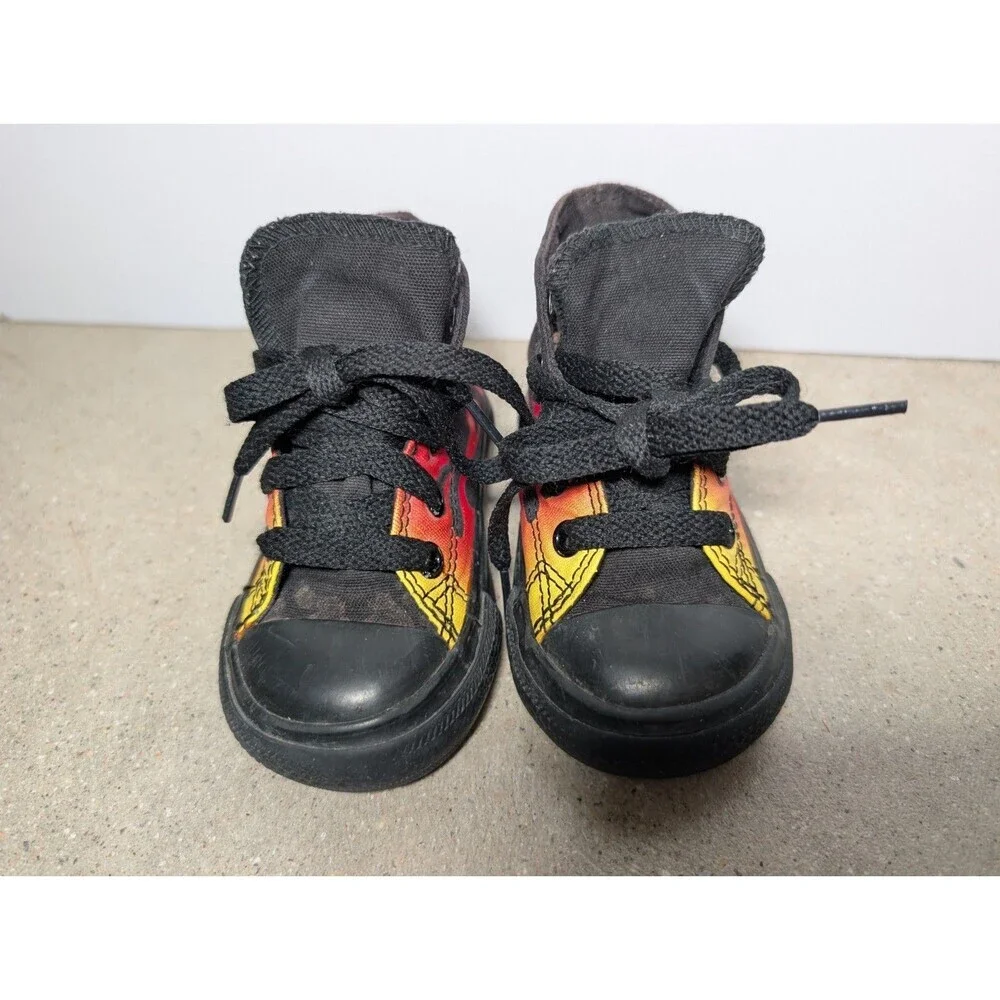 Converse Chuck Taylor All Star Hi Flames Fire Black Toddler Shoes Size 4T